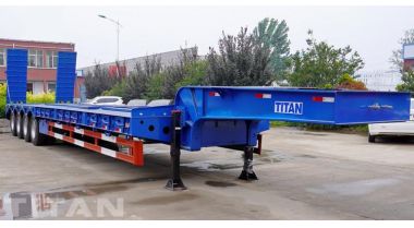 4 Axle 100T Low Bed Truck Trailer Ready Ship to Zimbabwe