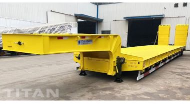 80T 3 Axle Semi Lowbed Trailer with Folding Ladder will be sent to United Arab Emirates