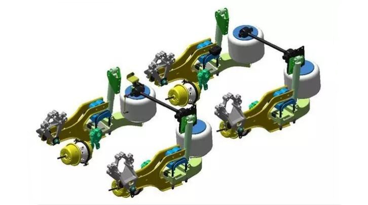 Single axle 2 airbag suspension