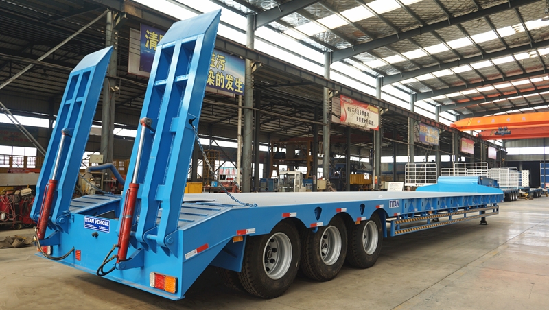 TITAN 3 axle 60 tons low bed trailer in factory