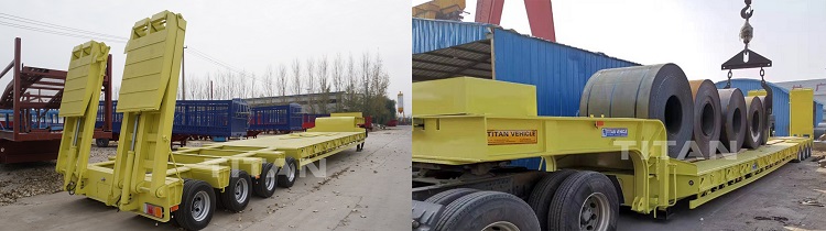 TITAN 4 line 8 axle lowbed trailer loading test