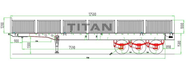 3 Axle Semi Sidewall Trailer drawing