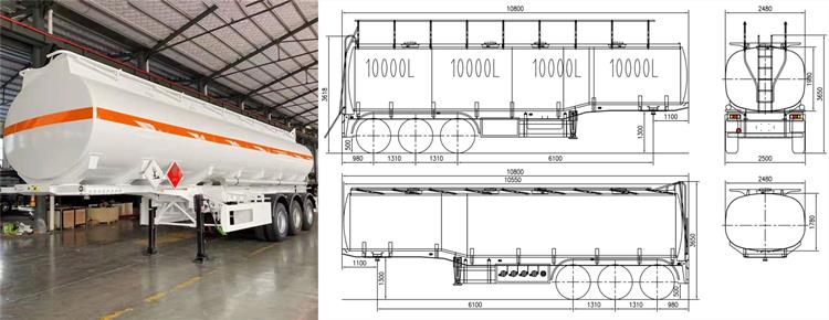 Drawing of 40000 Liters Petrol Lorry Tanker Trailer 