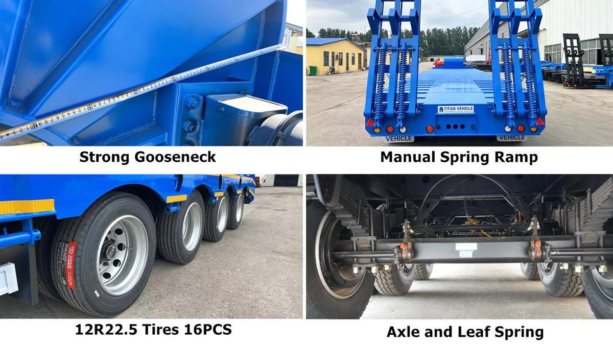 100 Ton 4 Axle Low Bed Trailer Truck with Ramp