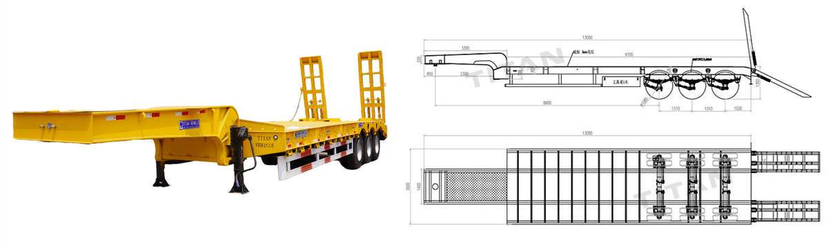 60 Ton Tri Axle Lowbed Trailer Truck for Sale
