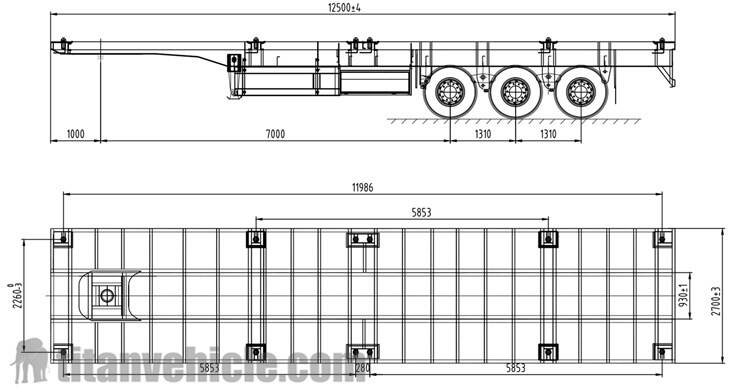 Drawing of Flatbed Semi Trailer