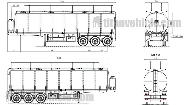 Drawing of 3 Axle 45000 oil Tanker Trailer