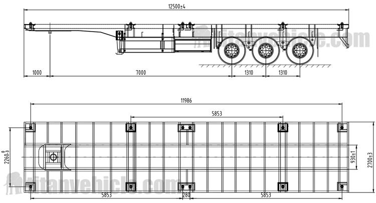 Tri Axle Trailer Flat Bed 40FT for Sale in Togo
