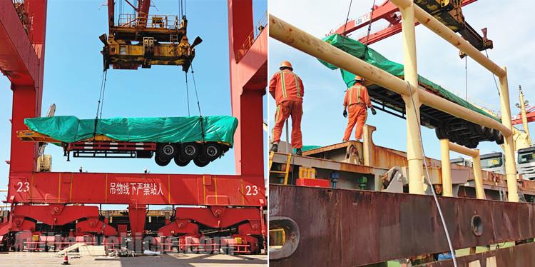 Tri Axle Low Bed Truck Trailer for Sale in Senegal