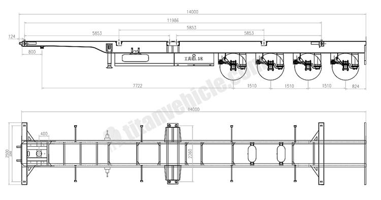 4 Axle Skeleton Trailer with Airbag Suspension for Sale in Algeria