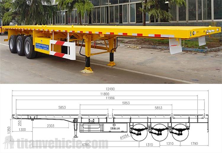 Triaxle 40 ft Flatbed Trailer for Sale in Tanzania