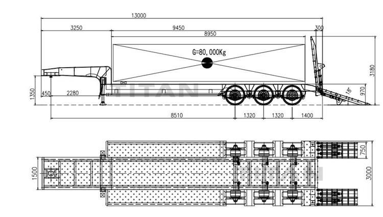 80 Ton Excavator Tri Axle Low Loader Trailer for Sale in Zambia
