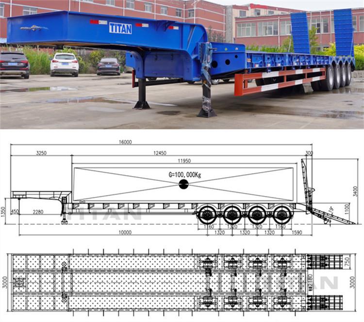 4 Axle 100T Low Bed Truck Trailer for Sale in Zimbabwe