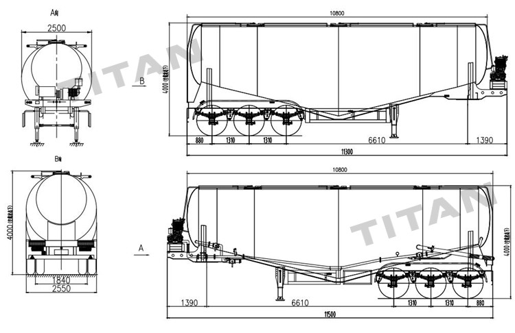 Tri Axle 55cbm Dry Bulk Tanker Trailer for Sale in Mozambique