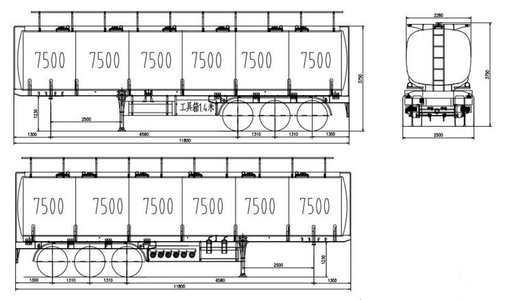 45000 Liters 6 Compartment Fuel Tanker Trailer for Sale in Botswana