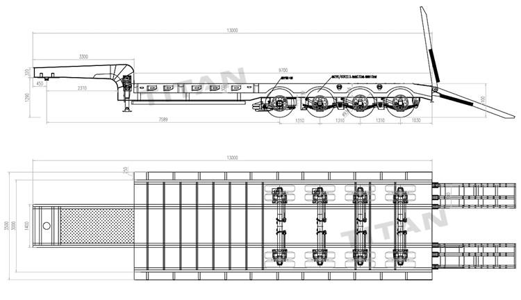 4 Axle Low Bed Truck for Sale Price in Namibia with Airbag Suspension