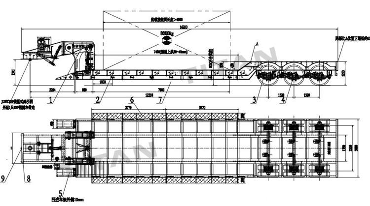3 Axle 100 Ton Detachable Gooseneck Trailer for Sale in Zambia