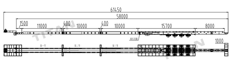 4 Axles 58 Meters Extendable Trailer for Wind Blade Transportation in Vietnam