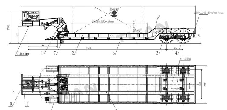 2 Axle 40 Ton Lowboy Gooseneck Trailer for Sale in Botswana