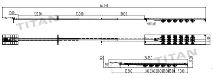 Extendable Semi Trailer for 62m Wind Blade Transport for Sale in Chile