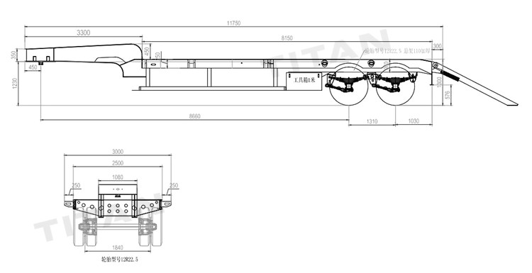 50 Ton 2 Axle Low Loader Truck Trailer for Sale in Algeria