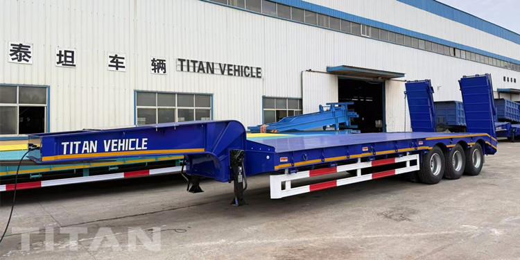 3 Axle Lowbed Truck Trailer with Folding Ramp for Sale in Georgia