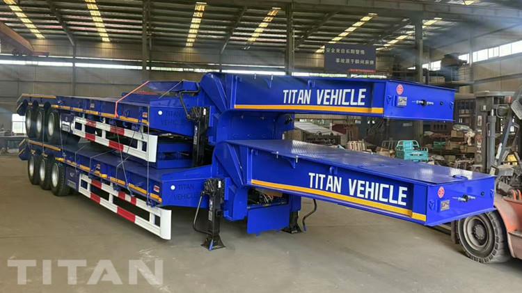 3 Axle Lowbed Truck Trailer with Folding Ramp for Sale in Georgia