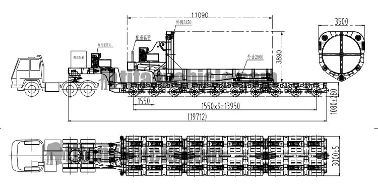 Wind Turbine Blade Transport Adapter Trailer | Windmill Blade Extendable Trailer For Sale